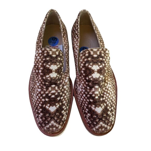 Free People Women's Snake Eyes Brown Ivory Velvet Textured Loafers 37-6/6.5 - Picture 3 of 8